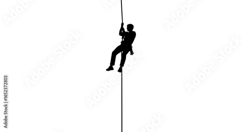 climber ascending rope transparent background vector silhouette