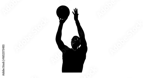 dramatic silhouette of basketball player transparent background for design