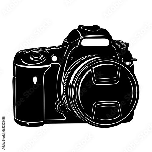 dslr camera icon sleek transparent background vector illustration