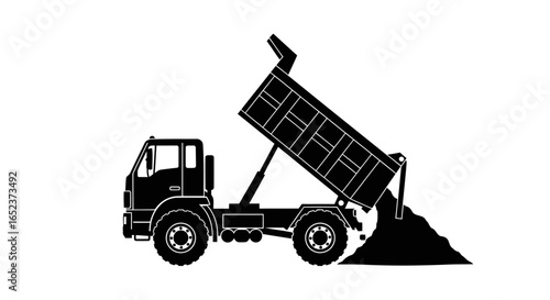 dump truck unloading cargo a transparent vector illustration for construction projects