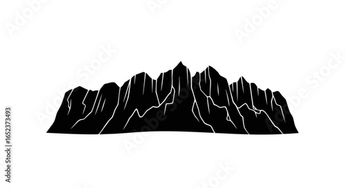 dramatic mountain range silhouette transparent background vector illustration