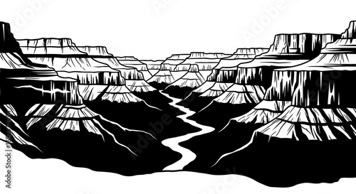 dramatic grand canyon landscape a transparent vector illustration for design projects