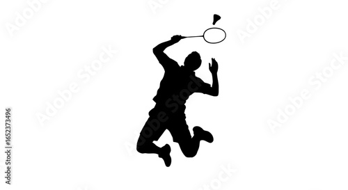 dynamic badminton player silhouette transparent background vector illustration