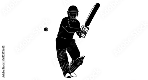 dynamic cricket batsman silhouette transparent background vector illustration