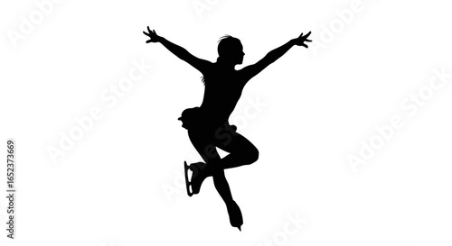 dynamic figure skater silhouette transparent background for design projects