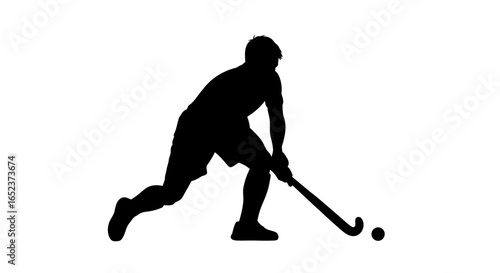 dynamic field hockey player silhouette transparent background vector