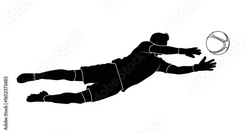 dynamic goalkeeper dive transparent background vector illustration