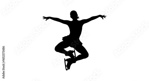 dynamic figure skater silhouette transparent background vector illustration