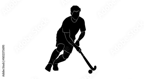 dynamic field hockey player silhouette transparent background vector
