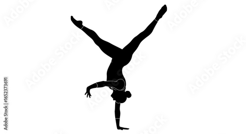 dynamic gymnast silhouette transparent background vector illustration