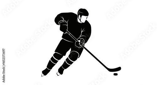 dynamic hockey player silhouette transparent background vector illustration