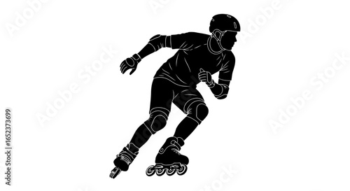 dynamic inline skater silhouette transparent background vector illustration