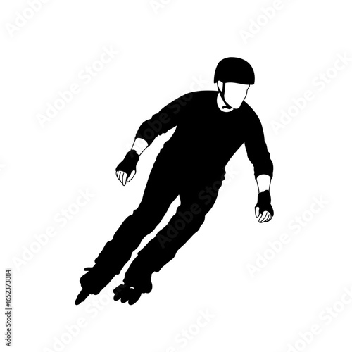 dynamic rollerblader silhouette transparent background vector illustration