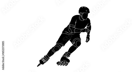 dynamic rollerblader silhouette transparent background vector illustration