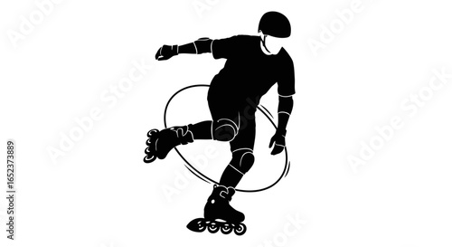 dynamic rollerblader silhouette transparent background vector illustration