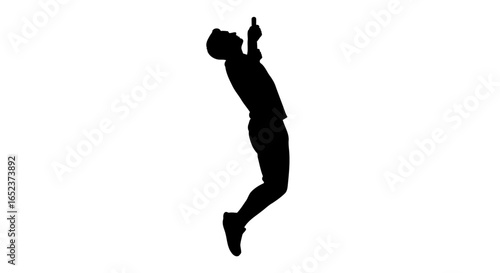 dynamic silhouette of a man reaching up transparent background