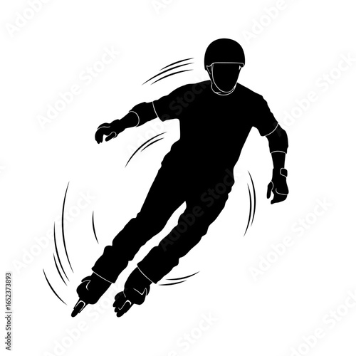 dynamic rollerblader silhouette transparent background vector illustration