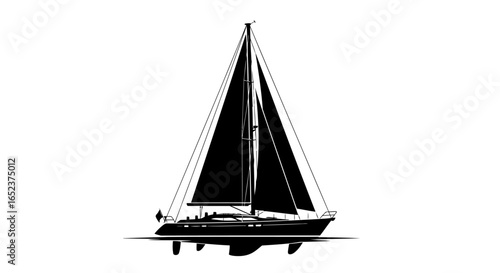 elegant sailboat silhouette transparent background vector illustration