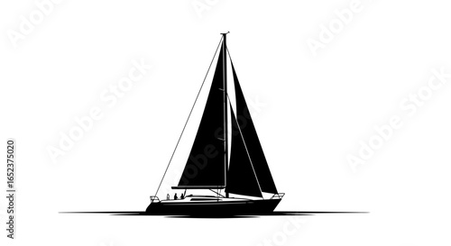 elegant sailboat silhouette transparent background vector illustration