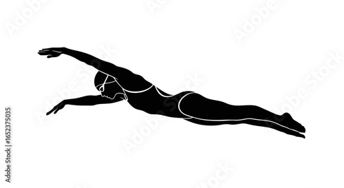 elegant swimmer silhouette transparent background vector illustration