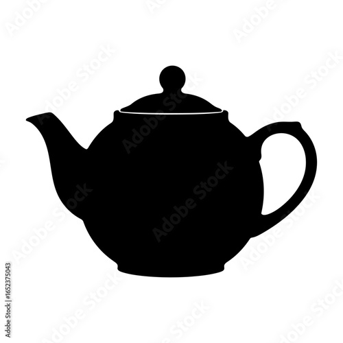 elegant teapot silhouette transparent background vector illustration