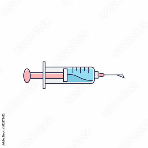 A medical syringe filled with blue liquid, ready for injection, depicted with a clean, modern illustration style.