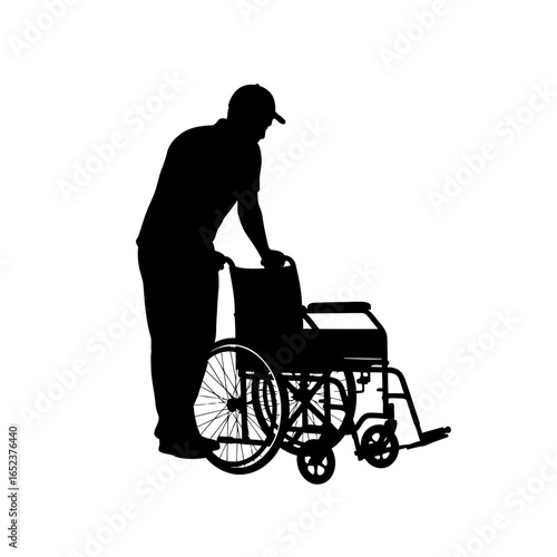 man with wheelchair silhouette transparent background vector illustration