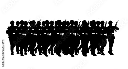 marching soldiers silhouette transparent background vector illustration