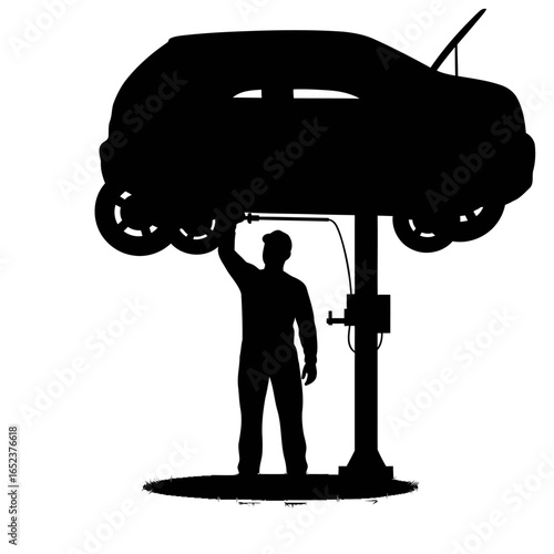 mechanic silhouette transparent background car repair vector illustration