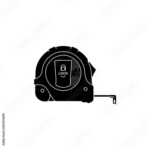 measuring tape icon black transparent background vector illustration
