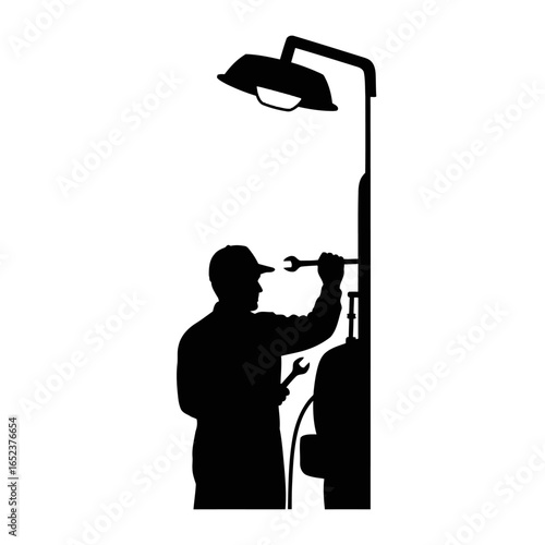 mechanic silhouette transparent background vector illustration for automotive repair