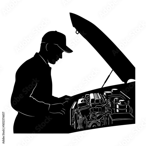 mechanic silhouette transparent background for auto repair design