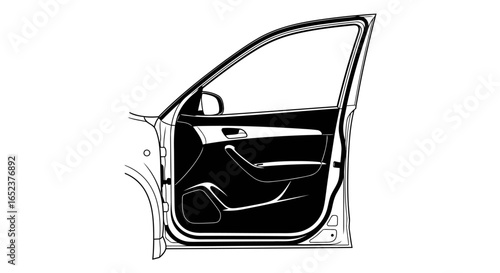 open car door transparent background vector illustration for automotive design