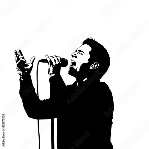 passionate singer silhouette transparent background vector illustration