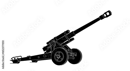 powerful artillery cannon a transparent vector illustration for military designs