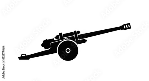 powerful artillery cannon vector silhouette on transparent background