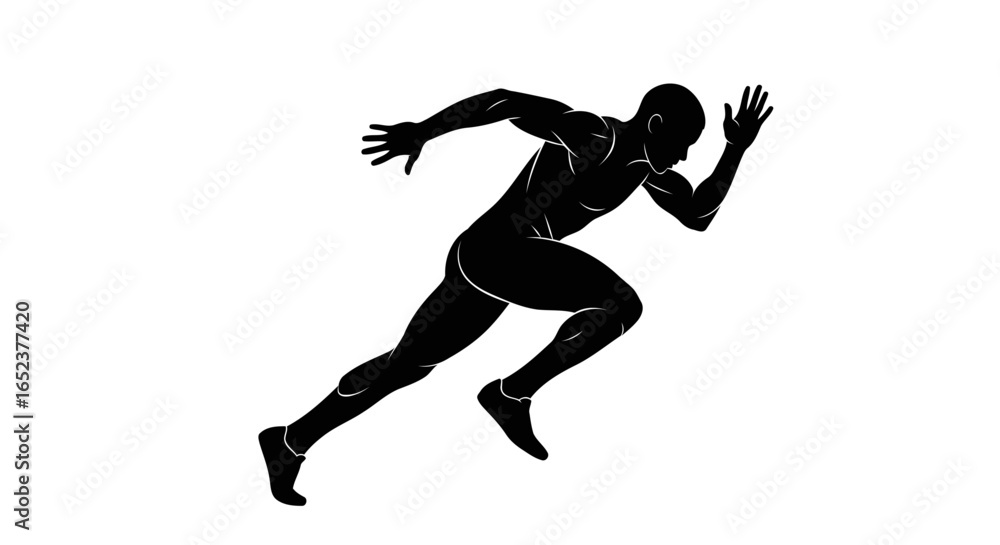 Naklejka premium powerful sprinter silhouette transparent background vector illustration