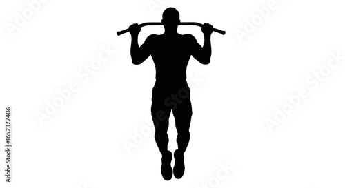 powerful silhouette man doing pullups transparent background