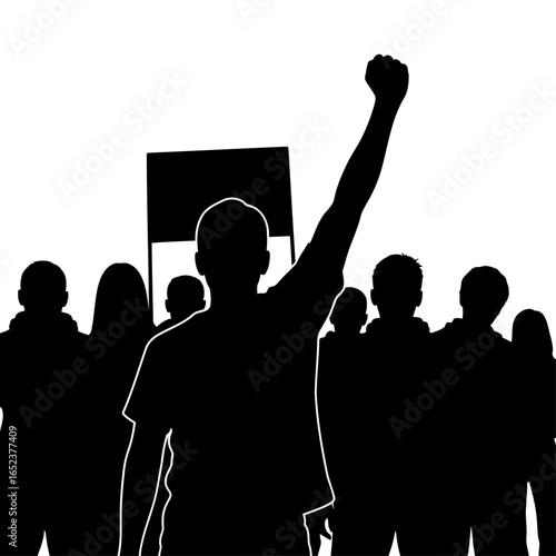 powerful protest silhouette transparent background vector illustration