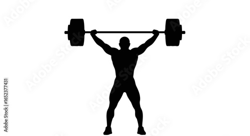 powerful weightlifter silhouette transparent background vector illustration