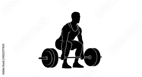 powerful weightlifter silhouette transparent background vector illustration