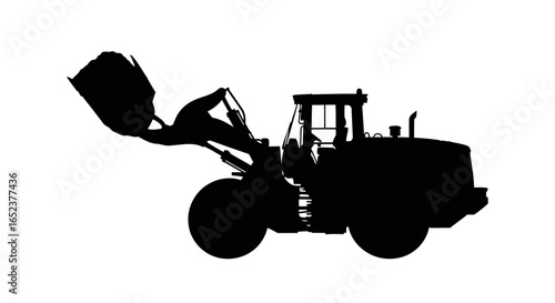 powerful wheel loader silhouette transparent background for construction designs