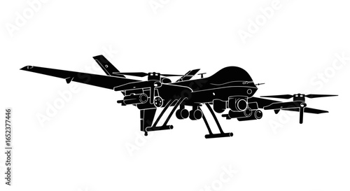 predator drone silhouette transparent background vector illustration