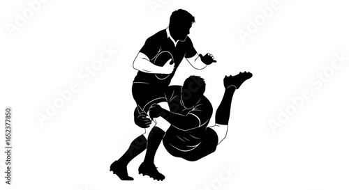 rugby tackle dynamic transparent vector illustration of intense game action