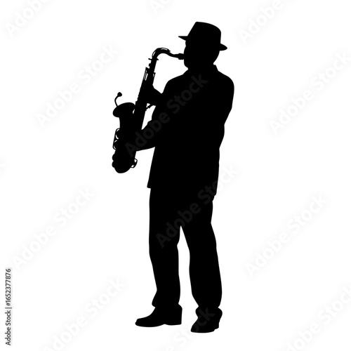 saxophonist silhouette elegant transparent background for design projects