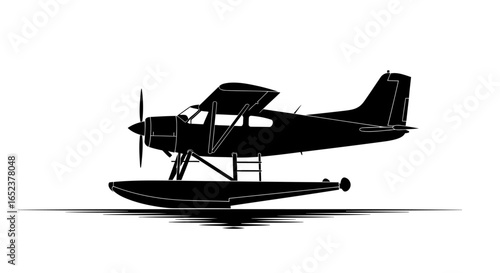 seaplane silhouette transparent background vector illustration for design