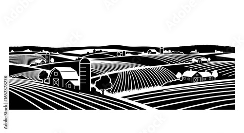 serene farmland landscape a transparent vector illustration