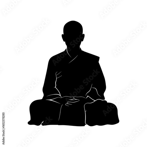 serene monk in meditation pose transparent background vector illustration