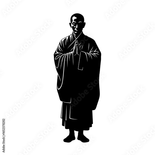 serene monk in prayer transparent background vector illustration