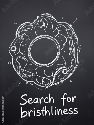 Search engine concept. Looking for bristliness. Simple chalk sketch and inscription